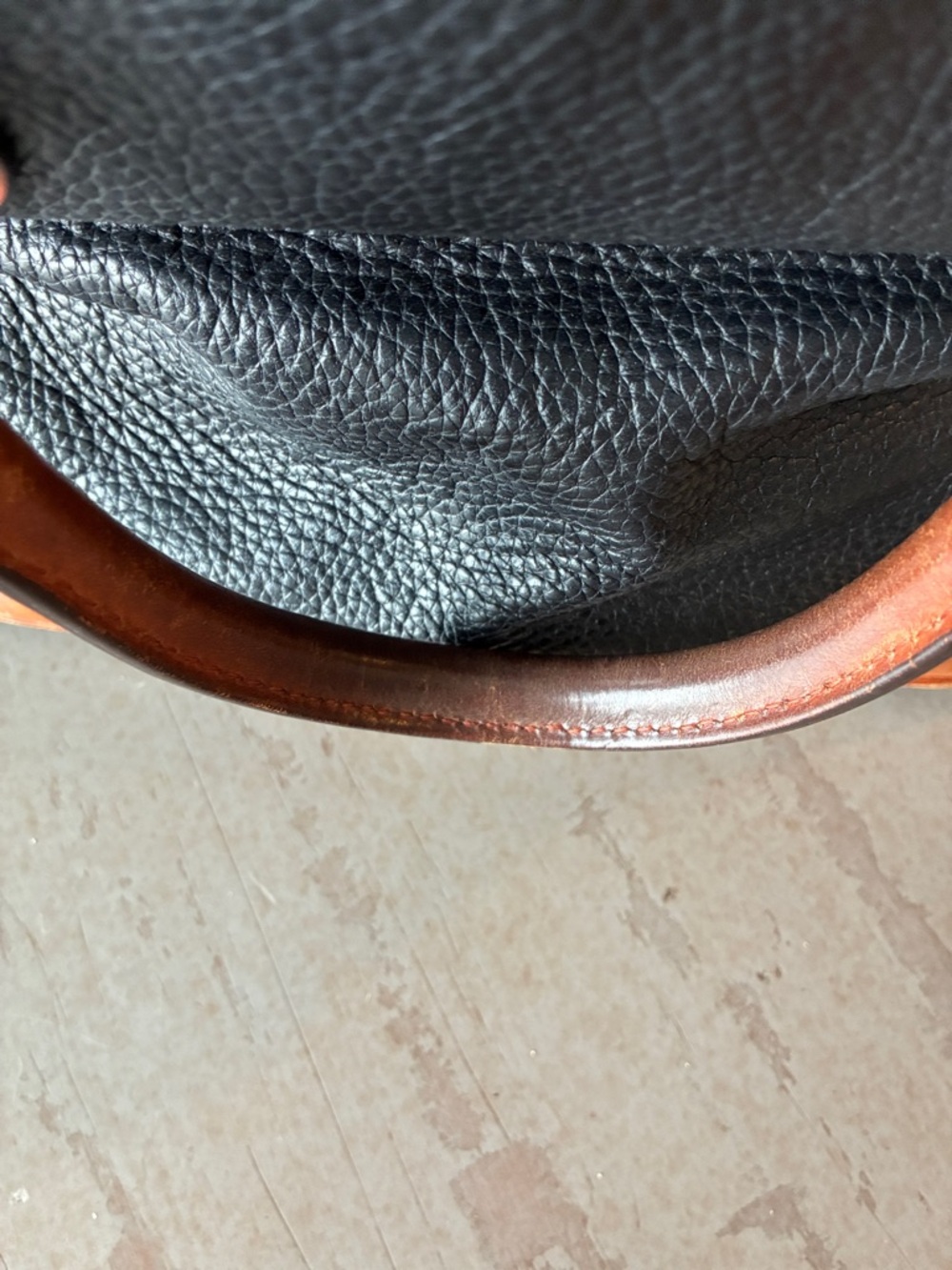 Dooney & Bourke Black Pebbled Leather Dome Satchel with Tan Trim - Picture 8 of 11